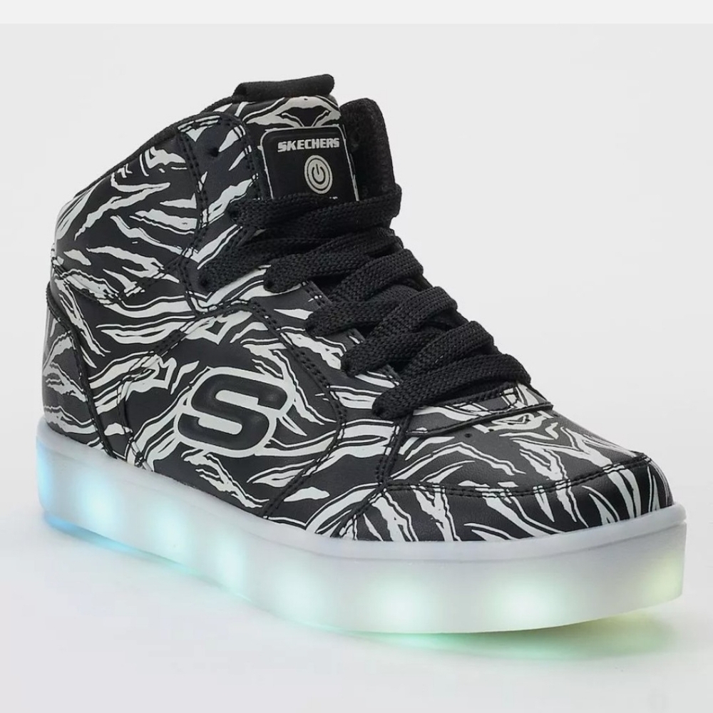 Sketchers energy light up 2.0  girls/ boys Zebra Atletic Tennis Shoe High Top